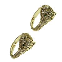 Kubieke Circonia Micro Pave Brass Ring, Messing, Verstelbare & micro pave zirconia & voor vrouw, gouden, 25x22x4mm, Verkocht door PC