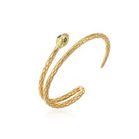 metal Brazalete, Serpiente, 18K chapado en oro, Ajustable & micro arcilla de zirconia cúbica & para mujer, 62mm, Vendido por UD