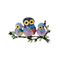 Rhinestone Broche, Zinc Alloy, Owl, forgyldt, for kvinde & med rhinestone, flere farver til valg, 73x43mm, Solgt af PC