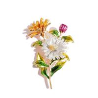 Enamel Brooch Zinc Alloy Chrysamthemum for woman Sold By PC