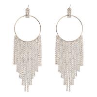 Strass Earring, Zinc Alloy, plated, mode sieraden & voor vrouw & met strass, meer kleuren voor de keuze, nikkel, lood en cadmium vrij, 127x42mm, Verkocht door pair