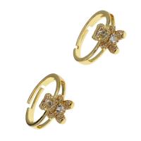 Kubieke Circonia Micro Pave Brass Ring, Messing, Dragen, Verstelbare & micro pave zirconia & voor vrouw, gouden, 24x23x3mm, Verkocht door PC