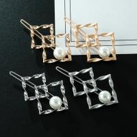 Haar Clip, Zinc Alloy, met Plastic Pearl, Rhombus, plated, mode sieraden & voor vrouw, meer kleuren voor de keuze, Verkocht door PC