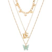 Collana Multi strato, lega in zinco, Farfalla, placcato color oro, gioielli di moda & per la donna, dorato, Venduto da set