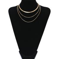 Collar Multi de la capa, metal, con 5cm extender cadena, chapado en color dorado, tres capas & para mujer, dorado, libre de níquel, plomo & cadmio, longitud aproximado 13 Inch, Vendido por UD