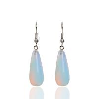 Sea Opal øreringe, med Zinc Alloy, Teardrop, forgyldt, for kvinde, hvid, 10x45mm, Hole:Ca. 6mm, Solgt af par