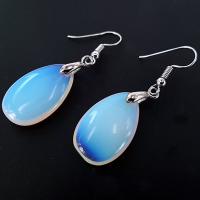 Sea Opal Náušnice, s Zinek, Slza, pro ženy, bílý, 15x40mm, Prodáno By Pair