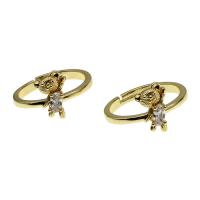 Cubic cirkónium Brass Finger Ring, Sárgaréz, Medve, Állítható & mikro egyengetni cirkónia & a nő, aranysárga, 23x21x3mm, Által értékesített PC