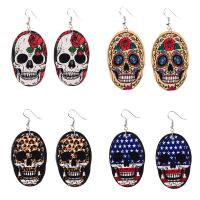 PU Drop Earring, med Zinc Alloy, Halloween smykker gave & for kvinde, flere farver til valg, 45x20mm, Solgt af par