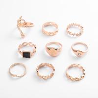 Zinklegering Ring Set, Zinc Alloy, gold plated, negen stuks & mode sieraden & voor vrouw & met strass, gouden, Verkocht door Stel