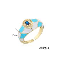 Žalvarinis Cuff Finger Ring, 18K paauksuotas, Reguliuojamas & mikro nutiesti kubinių Zirconia & moters & emalė, daugiau spalvų pasirinkimas, 12mm, Pardavė PC