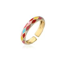 laiton Cuff Bague, Plaqué or 18K, Réglable & pour femme & émail, multicolore, Vendu par PC