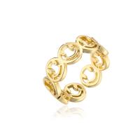 Messing Cuff fingerring, smilende ansigt, 18K forgyldt, Justerbar & for kvinde & hule, 8mm, Solgt af PC