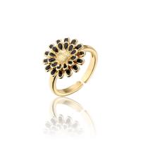 metal Anillo de dedo abierto, Girasol, 18K chapado en oro, Ajustable & para mujer & esmalte, más colores para la opción, 12mm, Vendido por UD