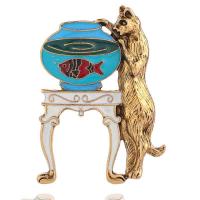 emalje broche, Zinc Alloy, Cat, forgyldt, Unisex, flere farver til valg, nikkel, bly & cadmium fri, 51x38mm, Solgt af PC