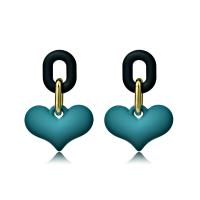 Hars Earring, Zinc Alloy, met Hars, Hart, plated, mode sieraden & voor vrouw, meer kleuren voor de keuze, nikkel, lood en cadmium vrij, 37x52mm, Verkocht door pair