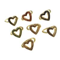 Cubic Zirconia Micro Pave Brass Ring Heart Adjustable & micro pave cubic zirconia & for woman Sold By PC