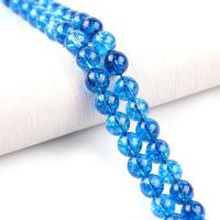 Crackle kwarts kralen, Crackle Quartz, Ronde, gepolijst, DIY, blauw, Per verkocht 38 cm Strand