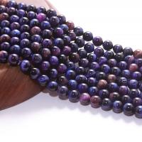 Tiger Eye Beads, Runde, poleret, du kan DIY, lilla, Solgt Per 38 cm Strand