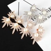 Ear Jackets Zinc Alloy with Plastic Pearl plated fashion jewelry & for woman & with rhinestone Sold By Pair