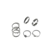 Sinc Alloy Ring Set, plátáilte, 7 bpíosa & jewelry faisin & do bhean, dath bunaidh, Díolta De réir Socraigh