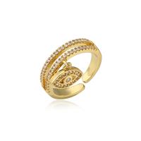 metal Anillo de dedo Cuff, 18K chapado en oro, Ajustable & Con colgante & micro arcilla de zirconia cúbica & para mujer, 5mm, Vendido por UD