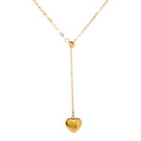 Collier d'acier titane, avec 1.97inch chaînes de rallonge, coeur, Plaqué or 18K, bijoux de mode & pour femme, 10x11mm, Longueur 18.11 pouce, Vendu par PC