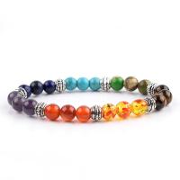 Gemstone Bracelets Natural Stone with Zinc Alloy polished Unisex & anti-fatigue mixed colors 8mm Length 19 cm Sold By PC