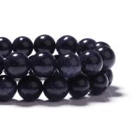 Blue Goldstone Beads, Blauwe zandsteen, Ronde, gepolijst, DIY, blauw, Per verkocht 38 cm Strand