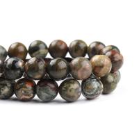 Kambaba + Jasper Bead, Runde, poleret, du kan DIY, blandede farver, Solgt Per 38 cm Strand