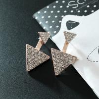 Zinc Alloy Ørering jakke, Triangle, forgyldt, mode smykker & for kvinde & med rhinestone, flere farver til valg, Solgt af par