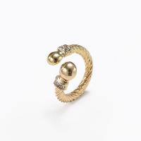 Zinc Alloy Manchet Finger Ring, plated, mode sieraden & voor vrouw & met strass, gouden, Verkocht door PC