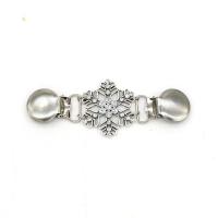 Sjaal gesp, Zinc Alloy, Sneeuwvlok, voor vrouw & met strass, 108x38mm, 5pC's/Lot, Verkocht door Lot