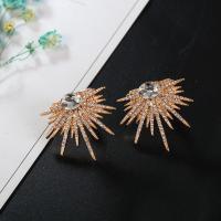 Zinc Alloy Stud Earring plated fashion jewelry & for woman & with rhinestone Sold By Pair