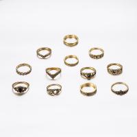 Sinc Alloy Ring Set, le Gloine, plátáilte, 12 phíosa & jewelry faisin & Tai Ji & do bhean & cruan, dathanna níos mó le haghaidh rogha, Díolta De réir Socraigh