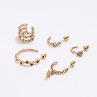 Zinc Alloy Oorbel Set, plated, 5 stuks & mode sieraden & voor vrouw & met strass, gouden, Verkocht door Stel