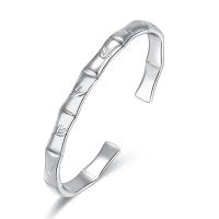 Messing Manchet Bangle, Bamboe, silver plated, voor vrouw, zilver, nikkel, lood en cadmium vrij, 57x5mm, Verkocht door PC