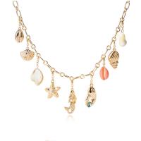 Zink Alloy Smycken Collier, med Shell, Shell, guldfärg pläterade, för kvinna & med strass, Längd Ca 17.72 inch, Säljs av PC