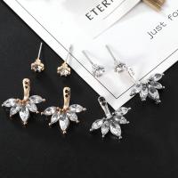 Zinc Alloy Earring Jacket plated fashion jewelry & for woman & with rhinestone Sold By Pair