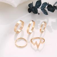 Sinc Alloy Ring Set, Leictreacrócaragrafaíocht, plátáilte, 5 phíosa & jewelry faisin & do bhean, dathanna níos mó le haghaidh rogha, Díolta De réir Socraigh