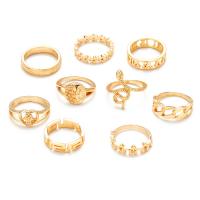 Zinklegering Ring Set, Zinc Alloy, gold plated, negen stuks & mode sieraden & voor vrouw, gouden, Verkocht door Stel