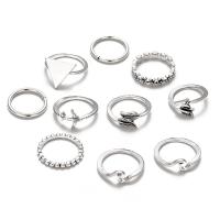 Sinc Alloy Ring Set, naoi bpíosa & jewelry faisin & do bhean, dath bunaidh, Díolta De réir Socraigh