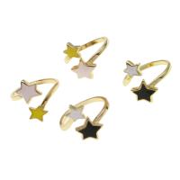 Mässing Cuff finger ring, Star, Justerbar & för kvinna & emalj, fler färger för val, 21x21x2mm, Säljs av PC