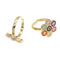 laiton Cuff Bague, Réglable & pour femme & émail, multicolore, 20x20x3mm, Vendu par PC