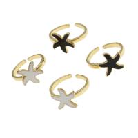 Messing Cuff fingerring, Starfish, Justerbar & for kvinde & emalje, flere farver til valg, 20x20x3mm, Solgt af PC