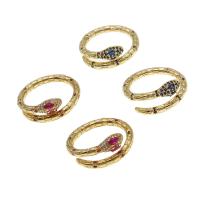 metal Anillo de dedo Cuff, Serpiente, Ajustable & micro arcilla de zirconia cúbica & para mujer, más colores para la opción, 23x23x3mm, Vendido por UD