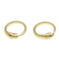 Messing Cuff fingerring, Snake, Justerbar & for kvinde, gylden, 24x24x3mm, Solgt af PC