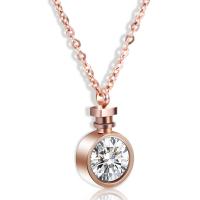 Titanium Staal Parfum fles ketting, plated, kan openen en in iets & mode sieraden & voor vrouw & met zirkonia, rose goud kleur, Lengte 20.47 inch, Verkocht door PC