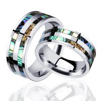 Titanium Steel Finger Ring with Shell Powder polished & for man silver color 8mm Sold By PC