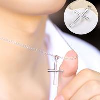 Prás Pendants Tras, Cross, dath airgid plated, unisex, airgid, nicil, luaidhe & caidmiam saor in aisce, 15x27mm, Díolta De réir PC